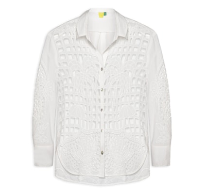 Camisa Feminina Artesanal Listra Tropical - Branco