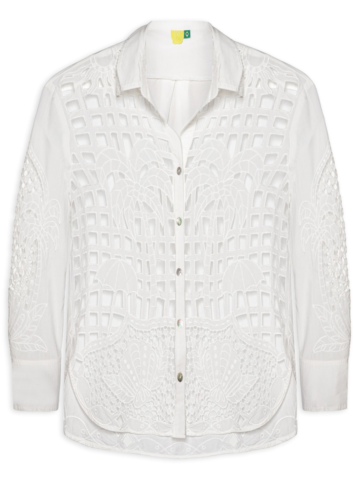 Camisa Feminina Artesanal Listra Tropical - Branco