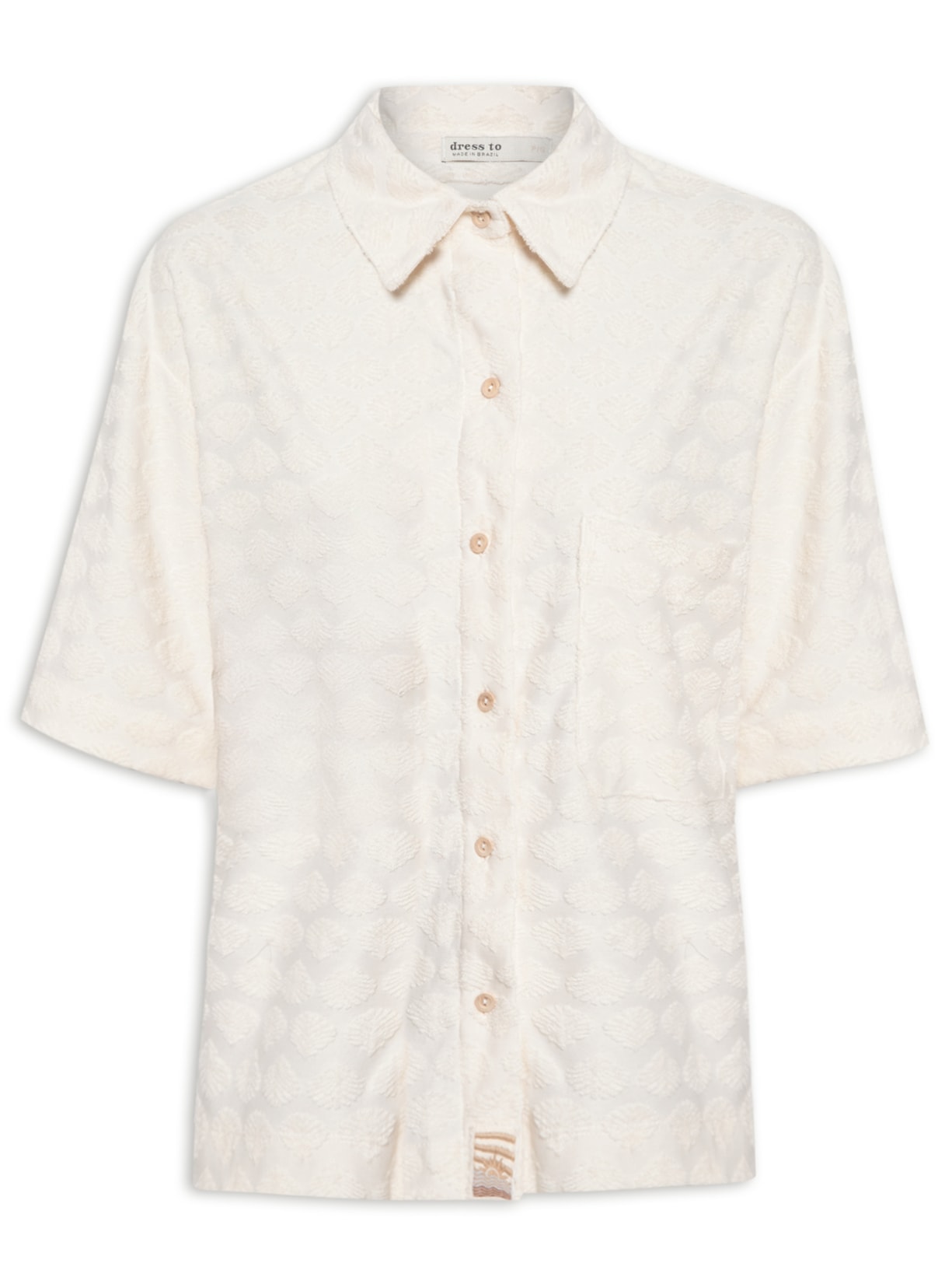 Camisa Feminina Atoalhada Conchas - Off White