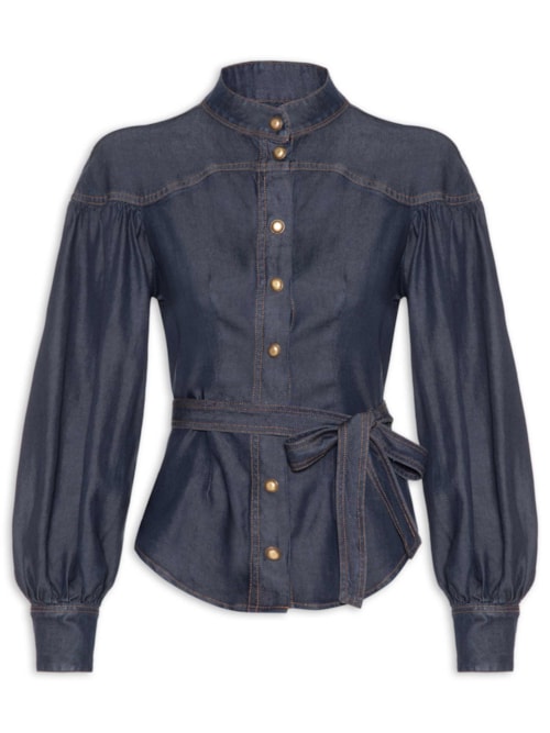 Camisa Feminina Aveline Dark Denim - Azul