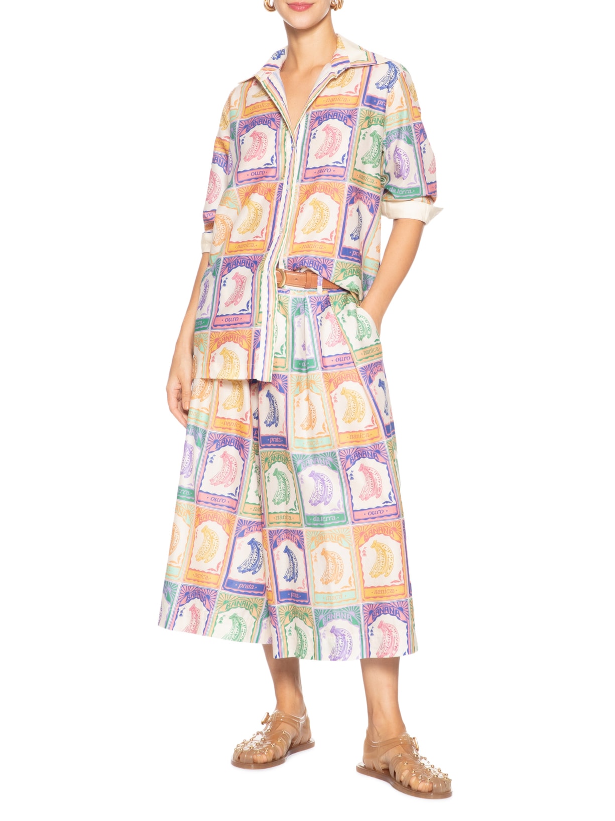 Camisa Feminina Banana Selo Bege Farm