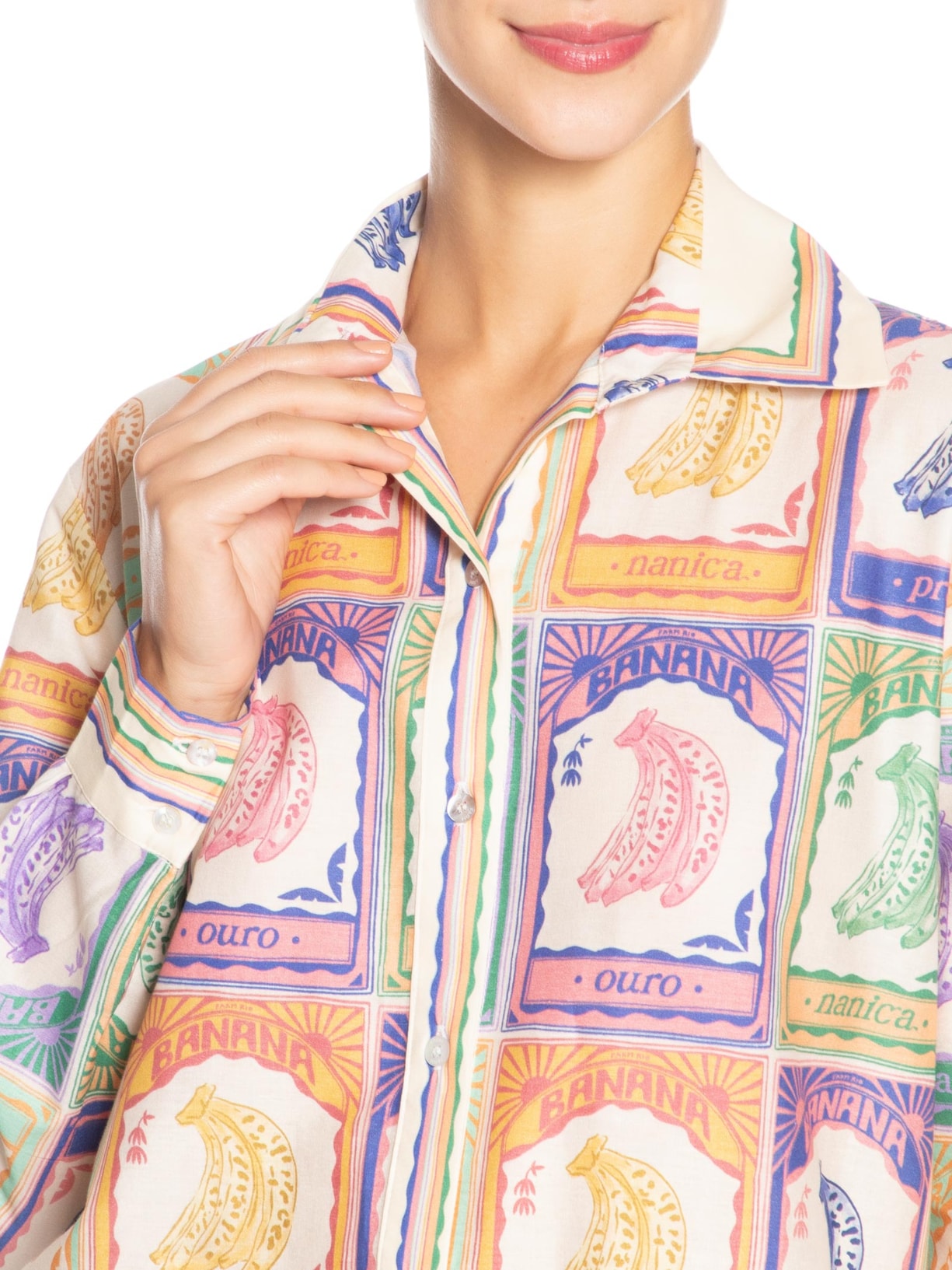 Camisa Feminina Banana Selo Bege Farm