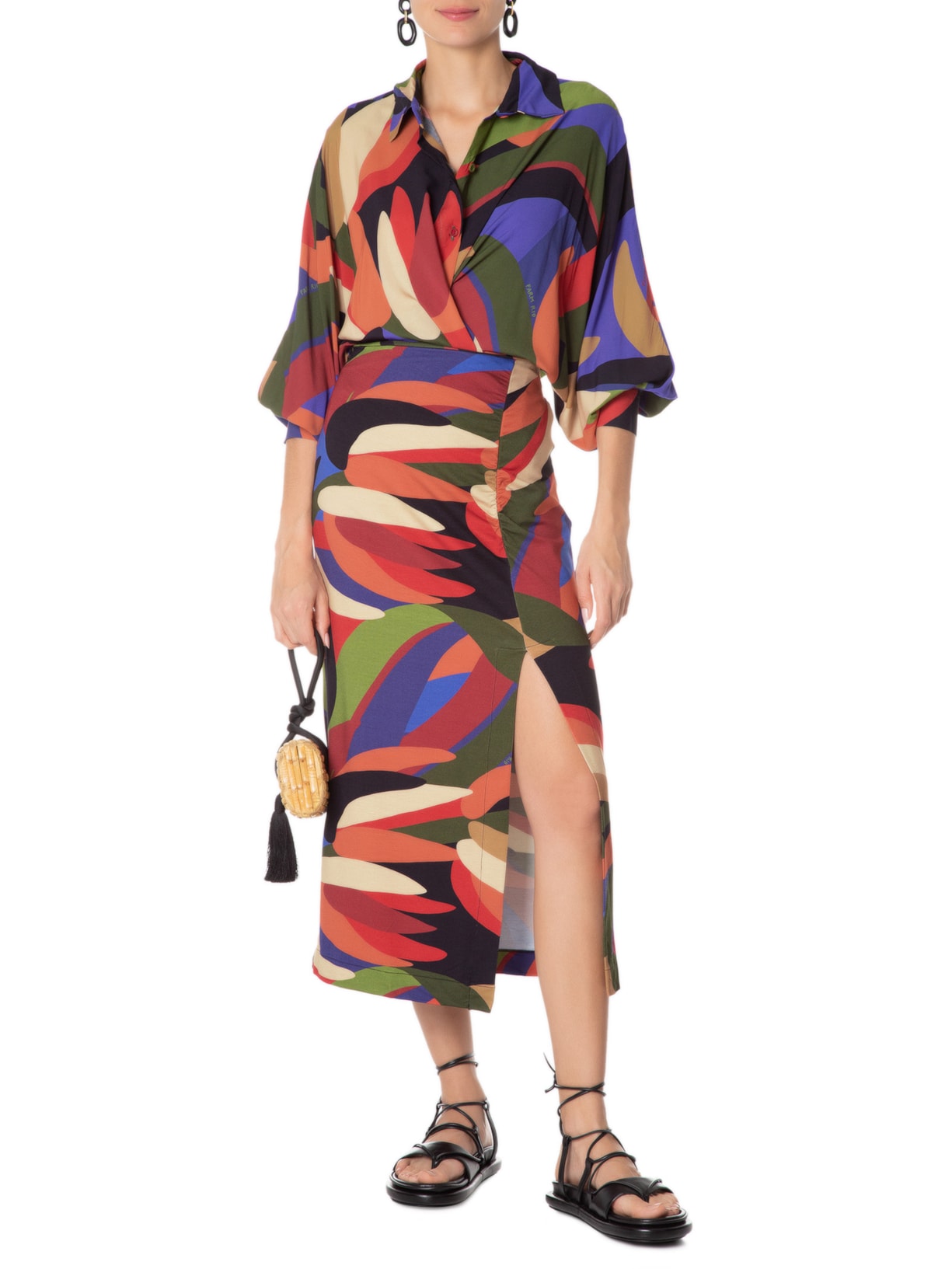 Camisa Feminina Bananeira Gráfica Azul Farm