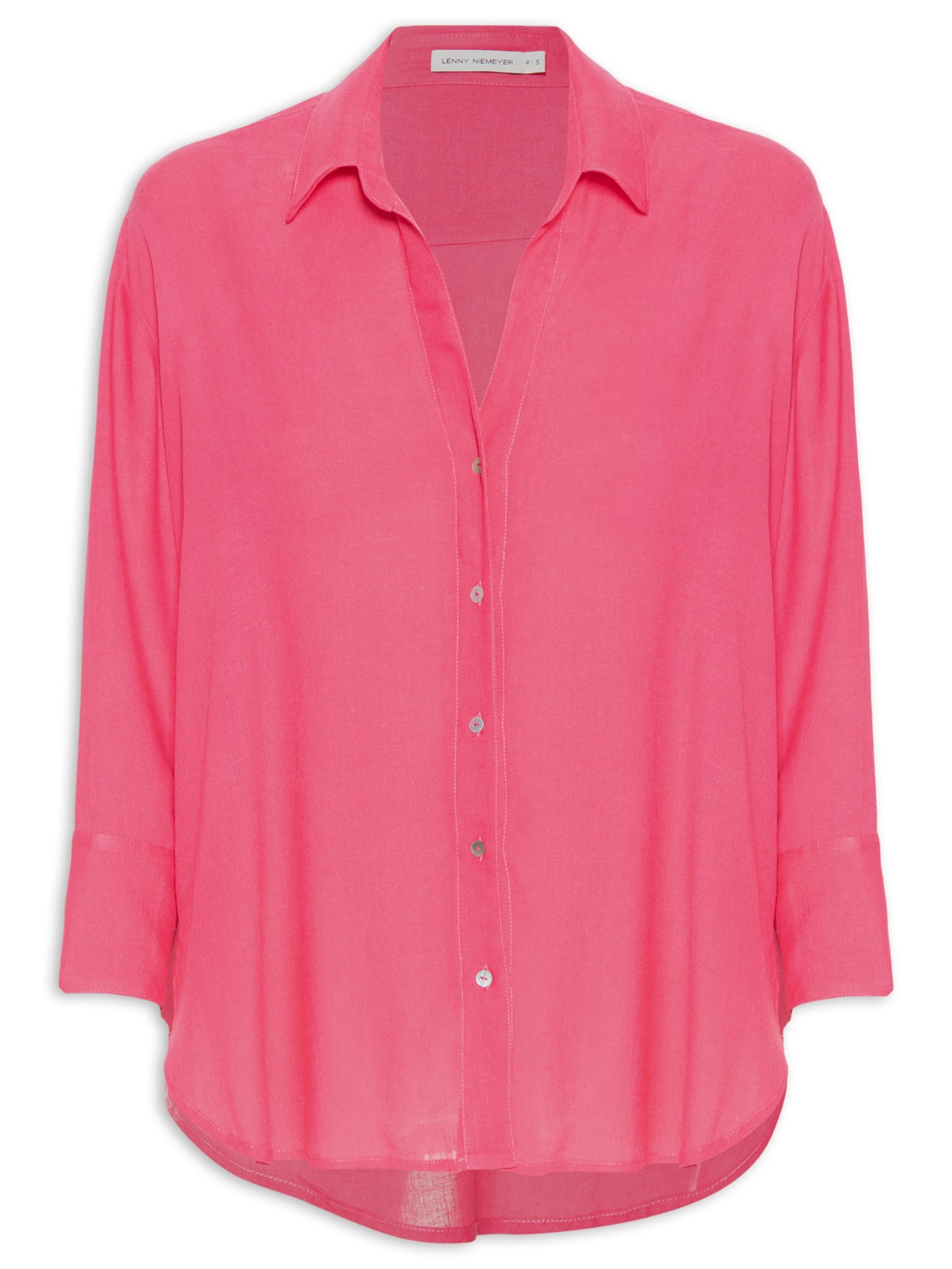Camisa Feminina Barra Arredondada - Rosa