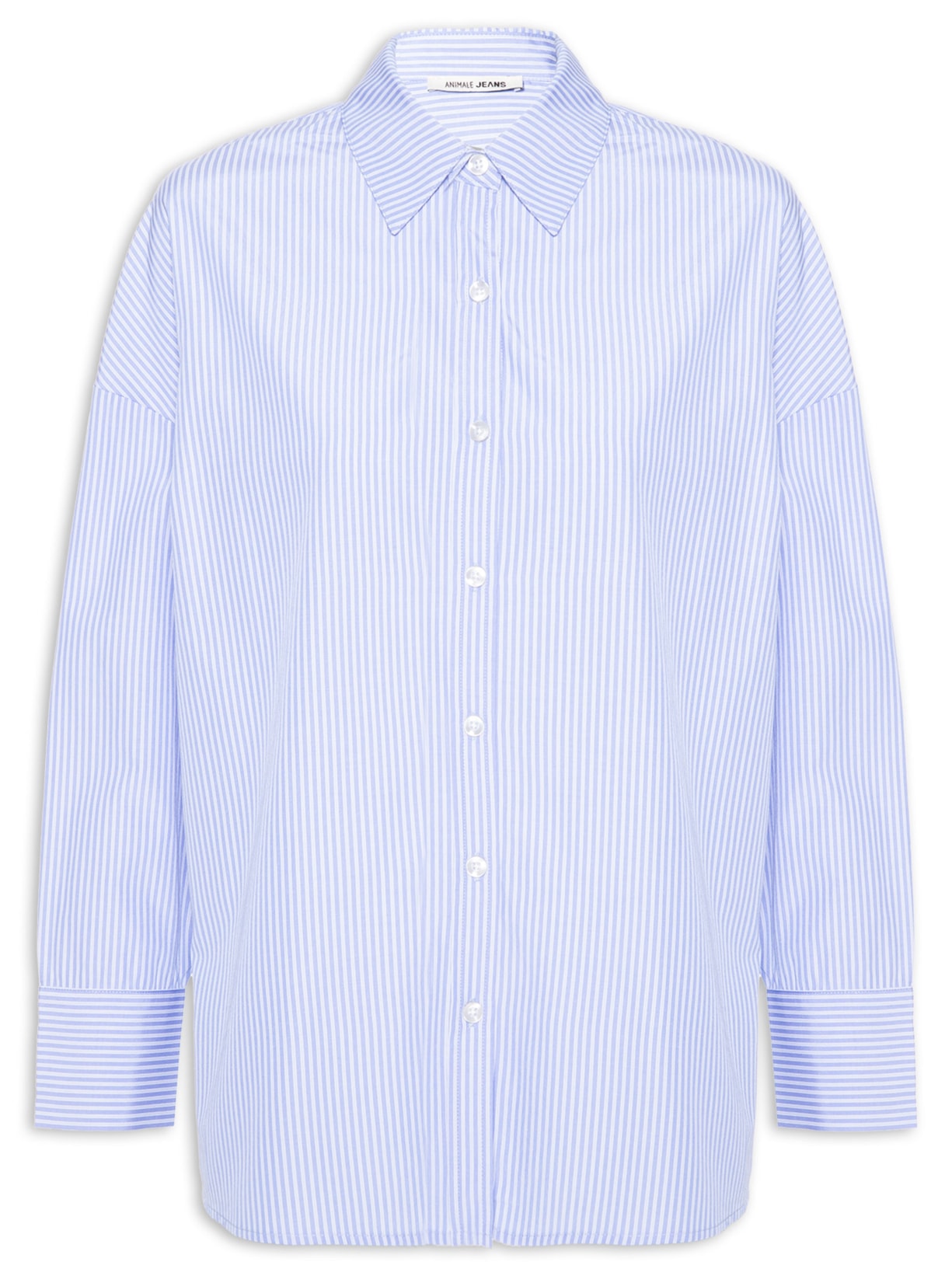 Camisa Feminina Basic Listrada Azul Animale Jeans