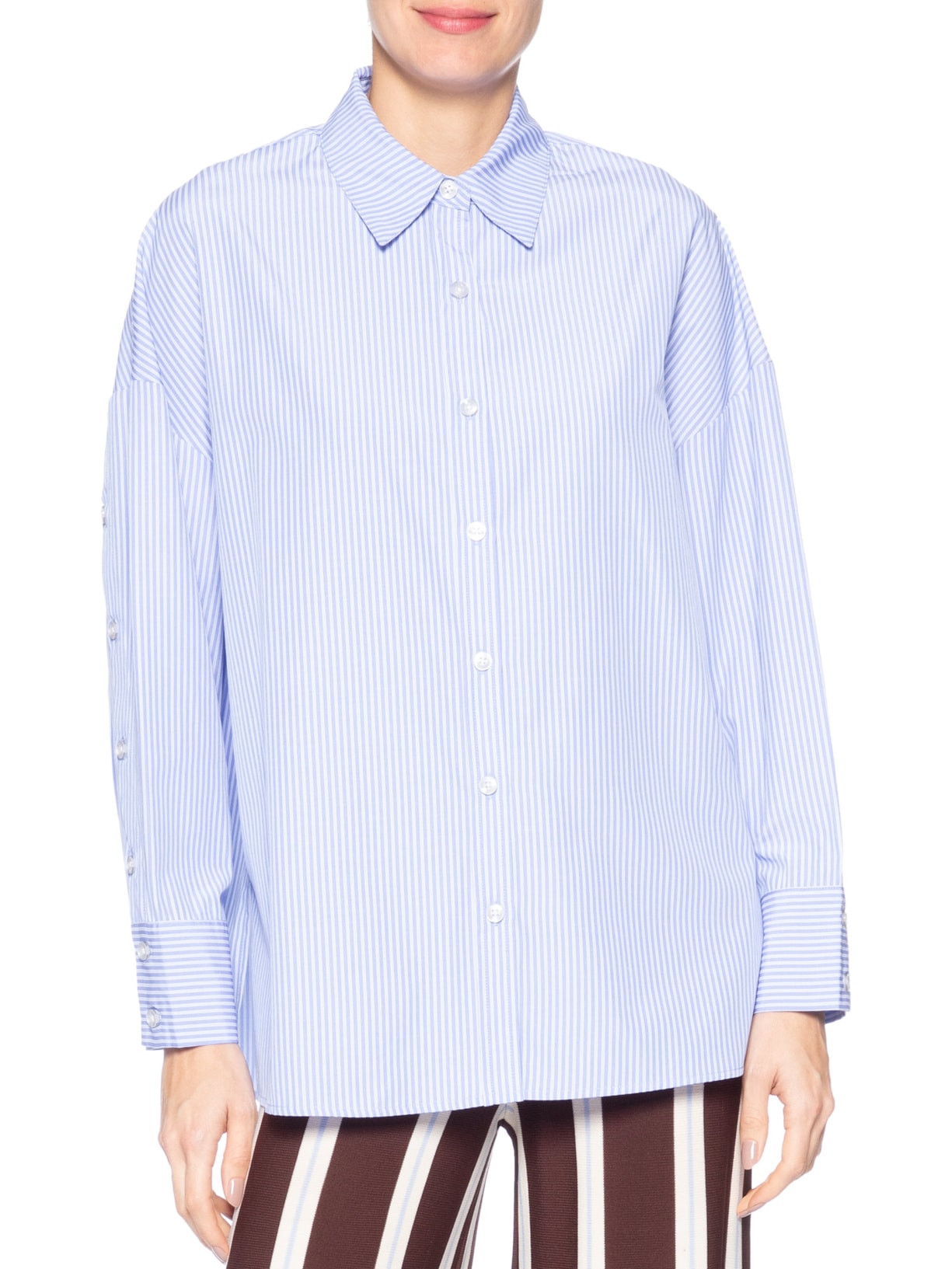 Camisa Feminina Basic Listrada Azul Animale Jeans