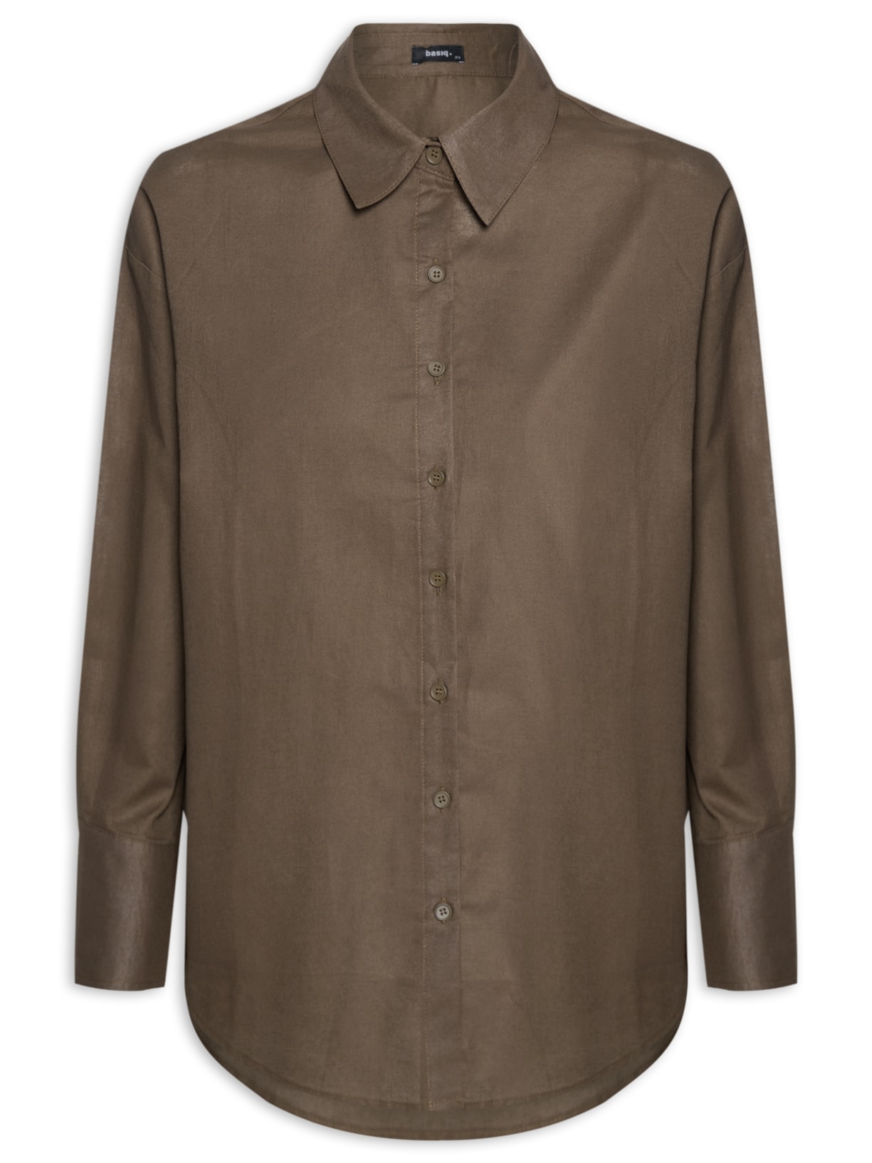 Camisa Feminina Básica Barra Mullet - Marrom