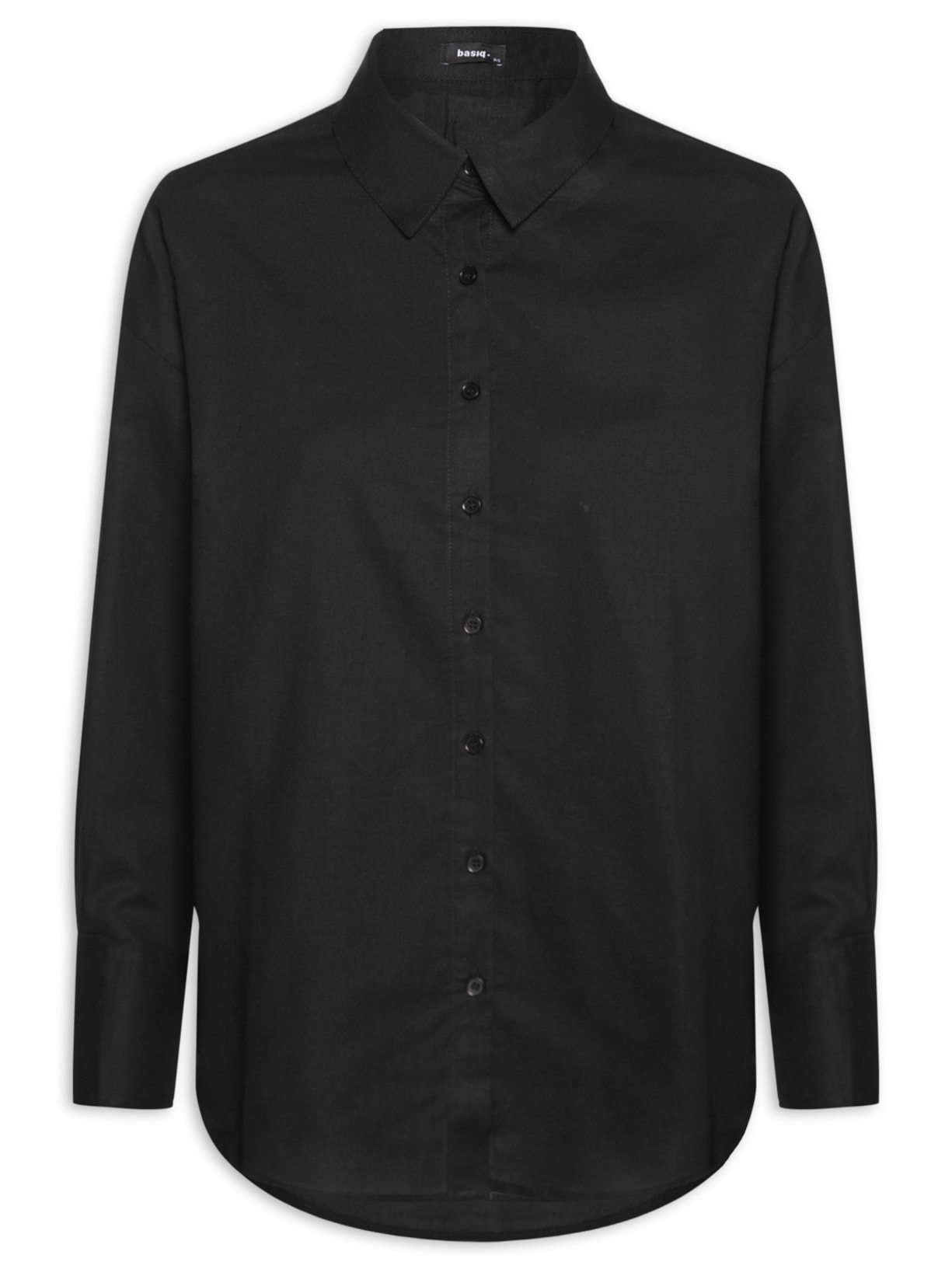 Camisa Feminina Básica Barra Mullet - Preto