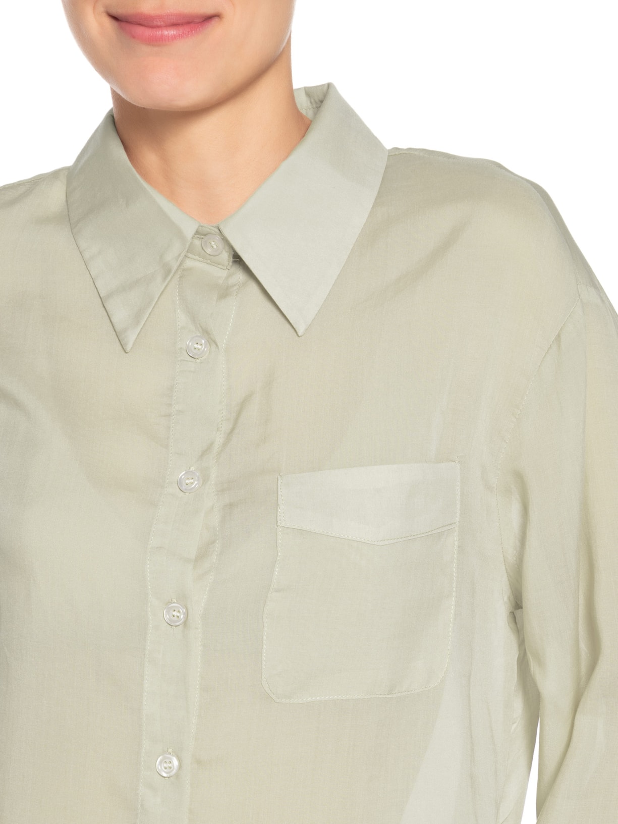 Camisa Feminina Básica Com Bolso Bege Basiq