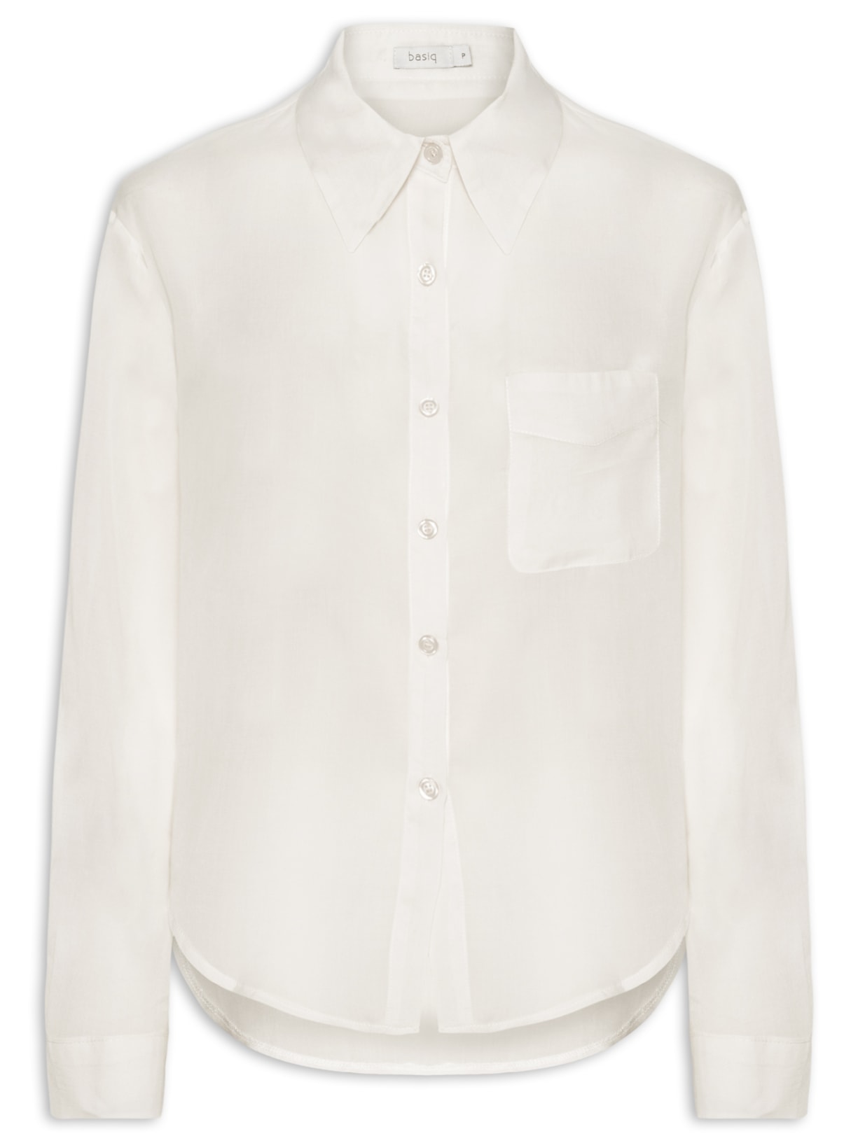 Camisa Feminina Básica Com Bolso Branco Basiq