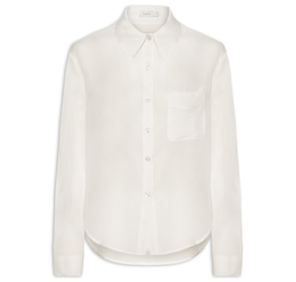 Camisa Feminina Básica Com Bolso - Branco