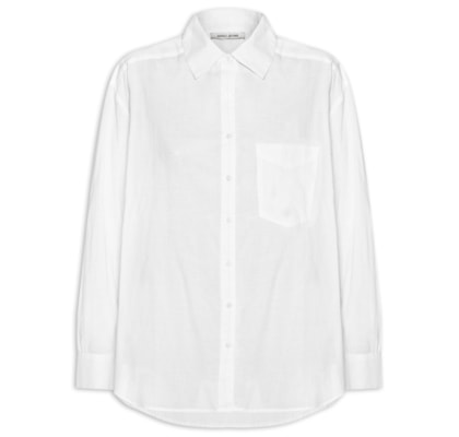 Camisa Feminina Básica Com Bolso - Branco