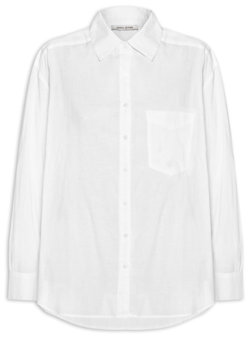 Camisa Feminina Básica Com Bolso - Branco