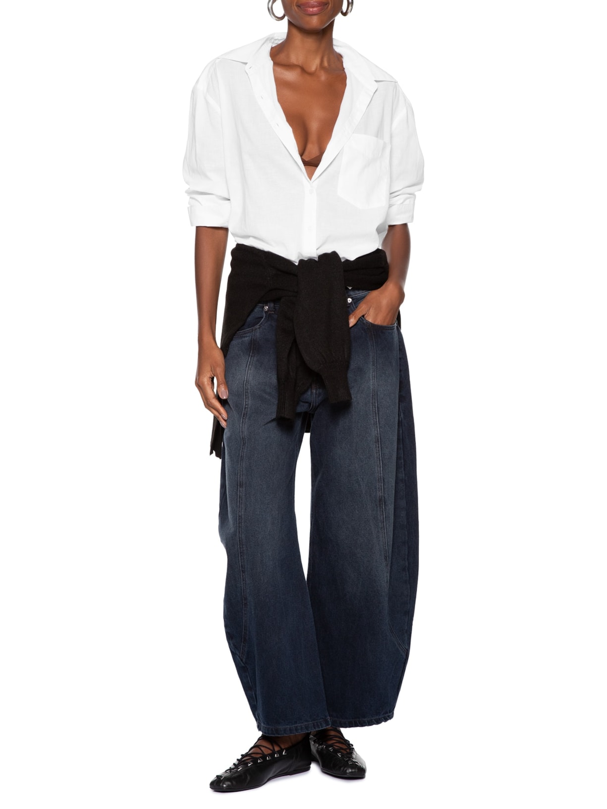 Camisa Feminina Básica Com Bolso Branco Animale Jeans