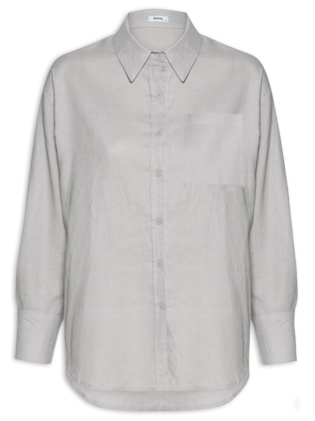 Camisa Feminina Básica com Bolso Frontal - Cinza