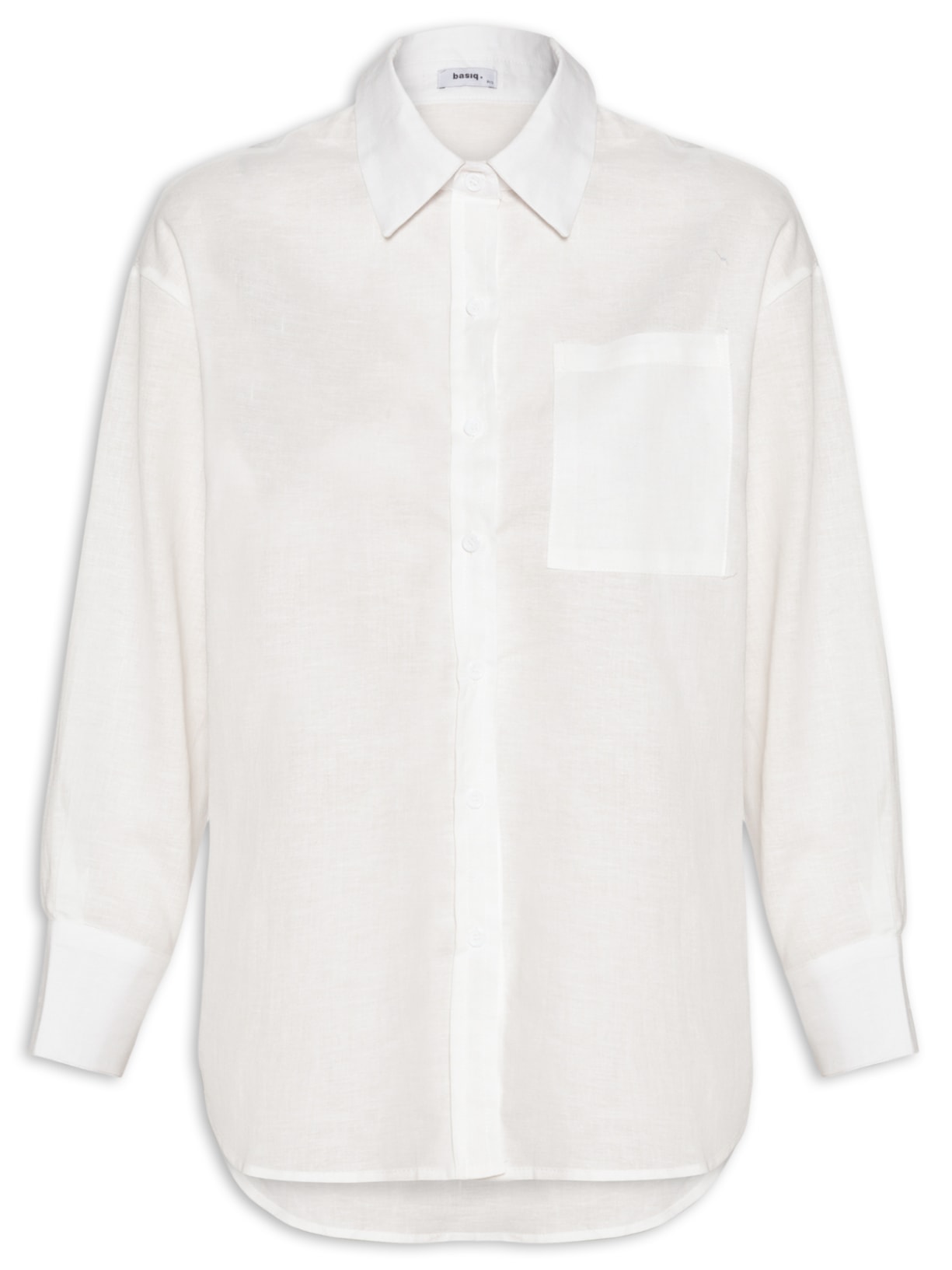 Camisa Feminina Básica com Bolso Frontal - Off White