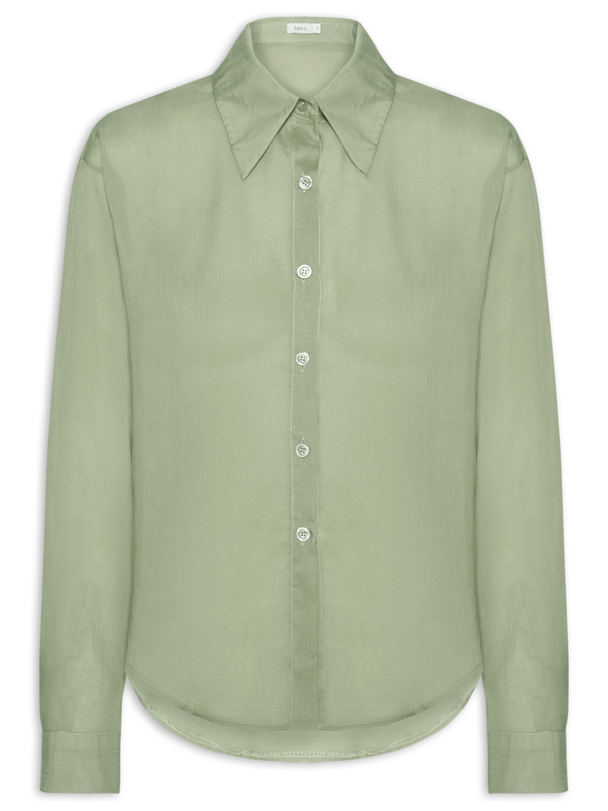 Camisa Feminina Básica Com Bolso Verde Basiq