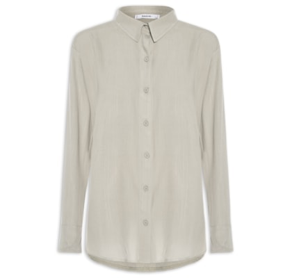 Camisa Feminina Básica Manga Longa - Cinza
