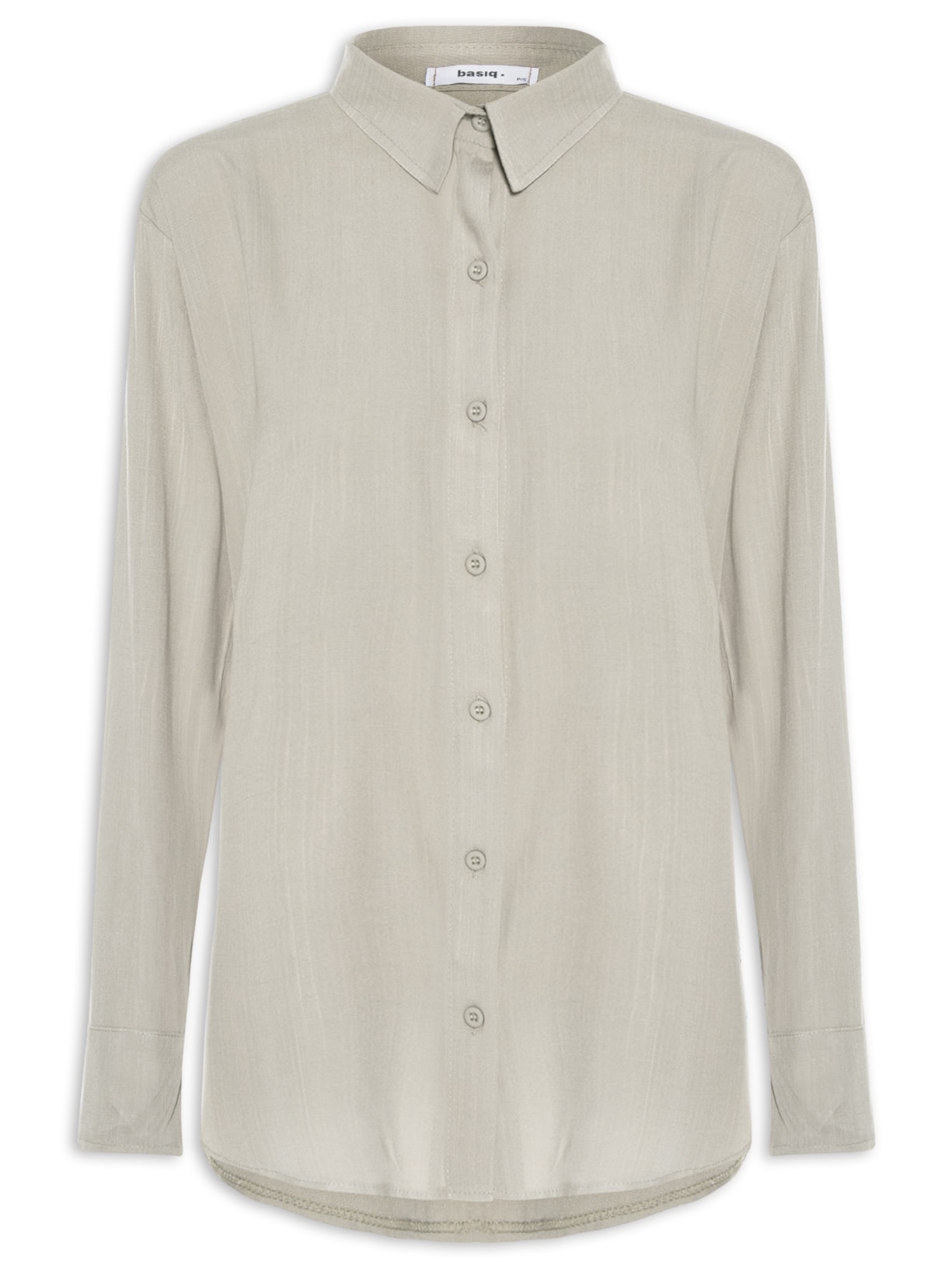 Camisa Feminina Básica Manga Longa - Cinza