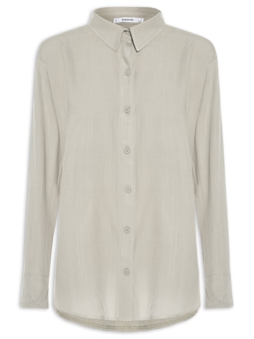 Camisa Feminina Básica Manga Longa - Cinza