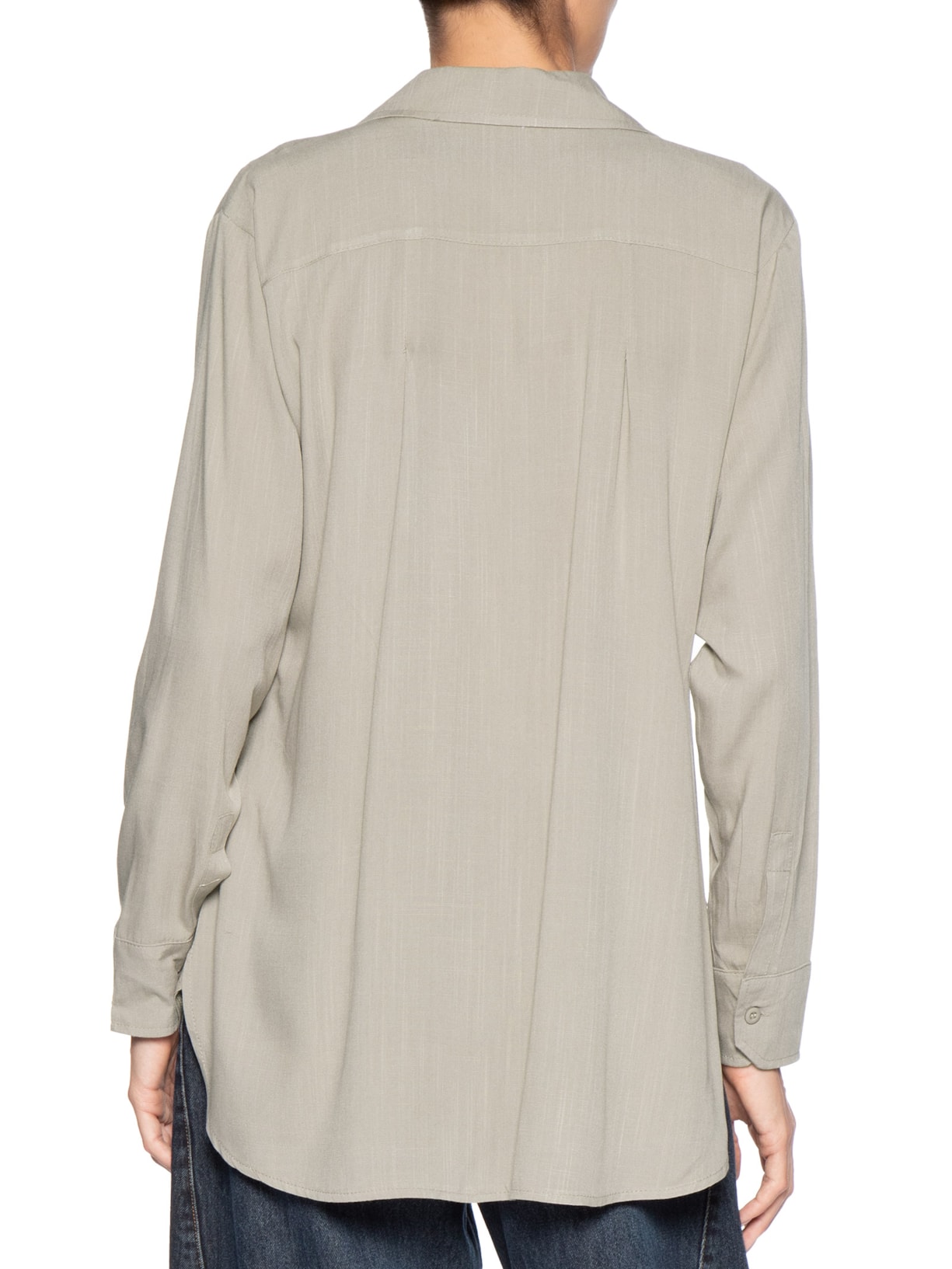 Camisa Feminina Básica Manga Longa Cinza Basiq