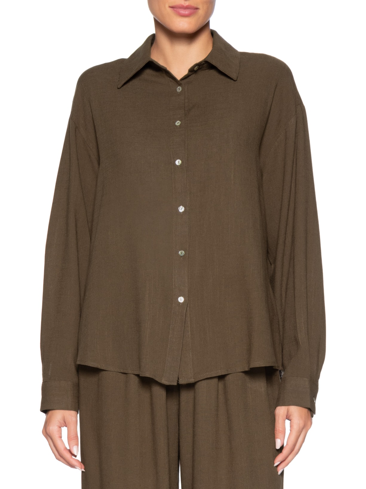 Camisa Feminina Básica Marrom Basiq