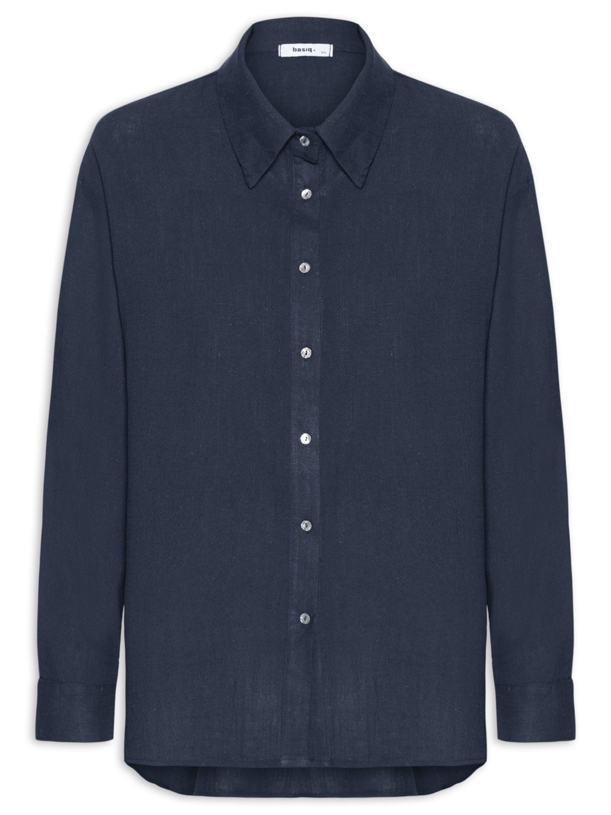 Camisa Feminina Básica – Azul Basiq