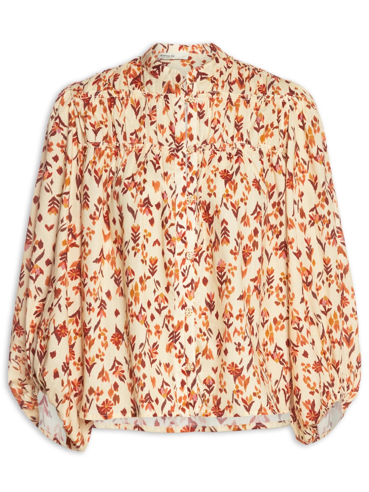 Camisa Feminina Bata Est Jardim Ikat - Amarelo