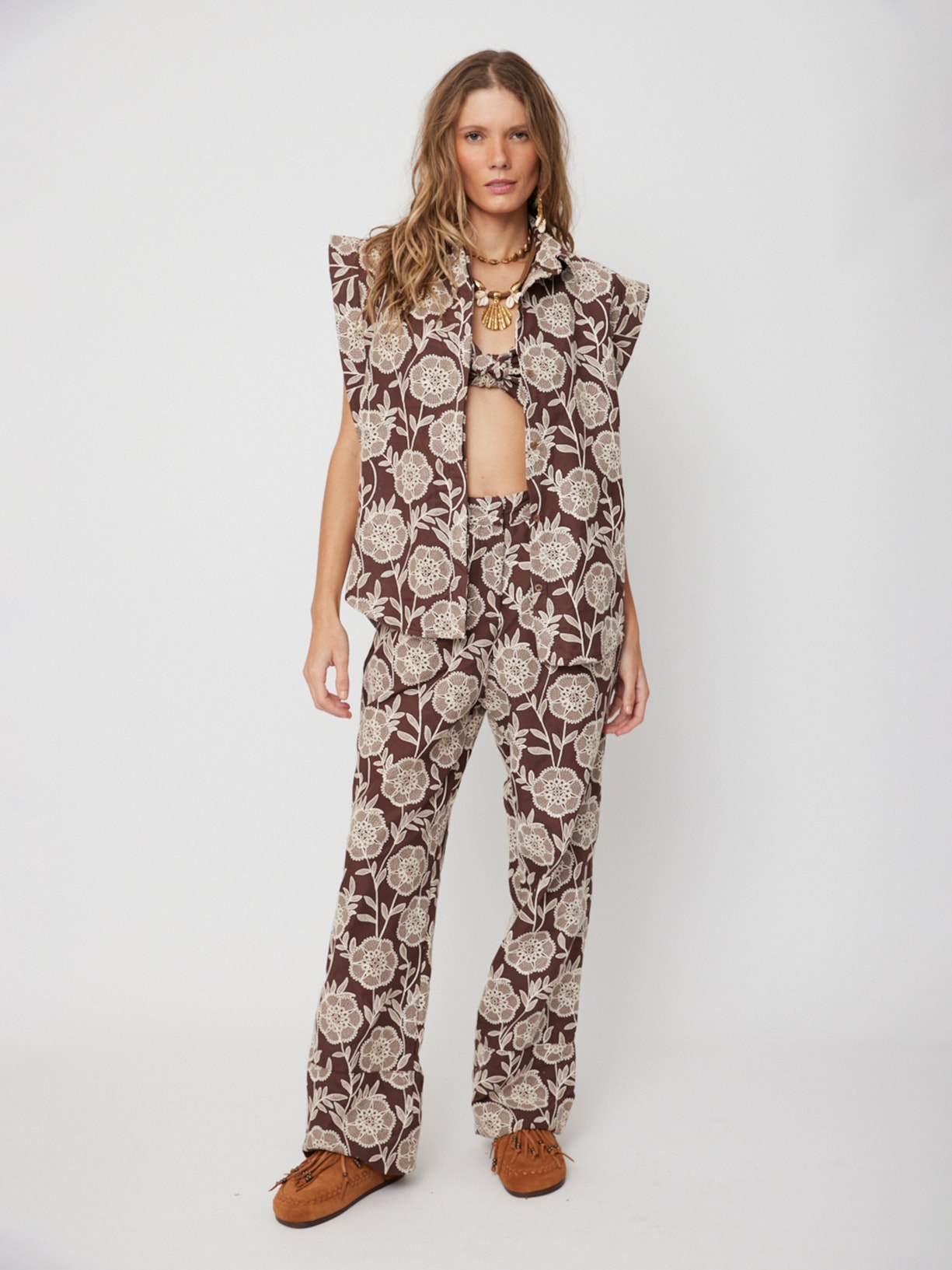 Camisa Feminina Belle V26 Marrom New Match