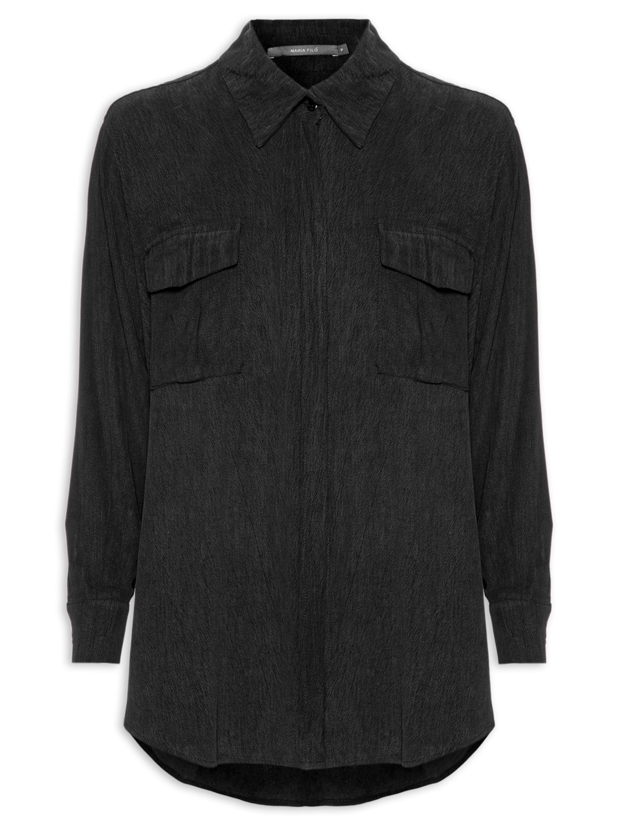 Camisa Feminina Bolso Frente - Preto