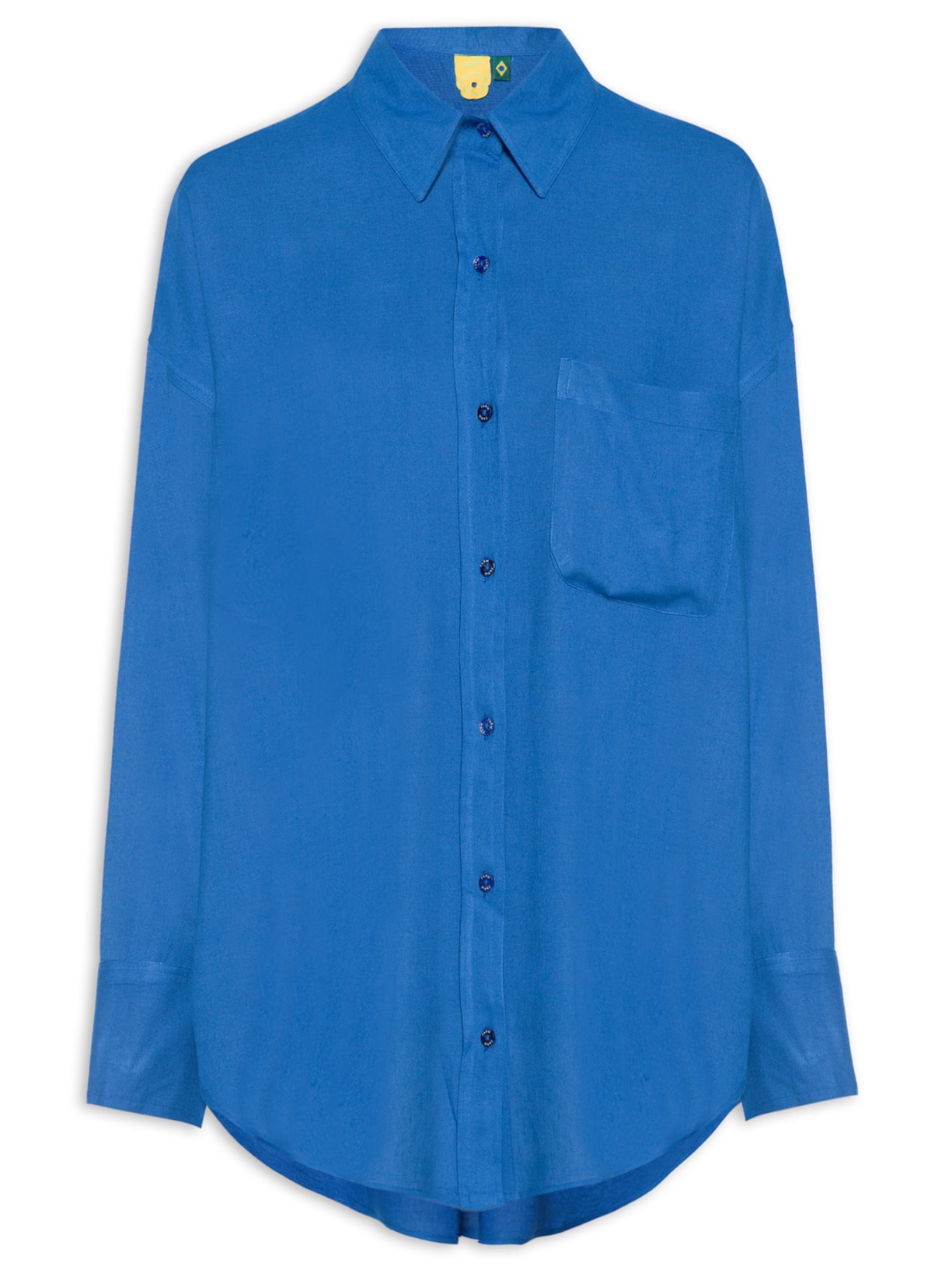 Camisa Feminina Bolso Longa - Azul