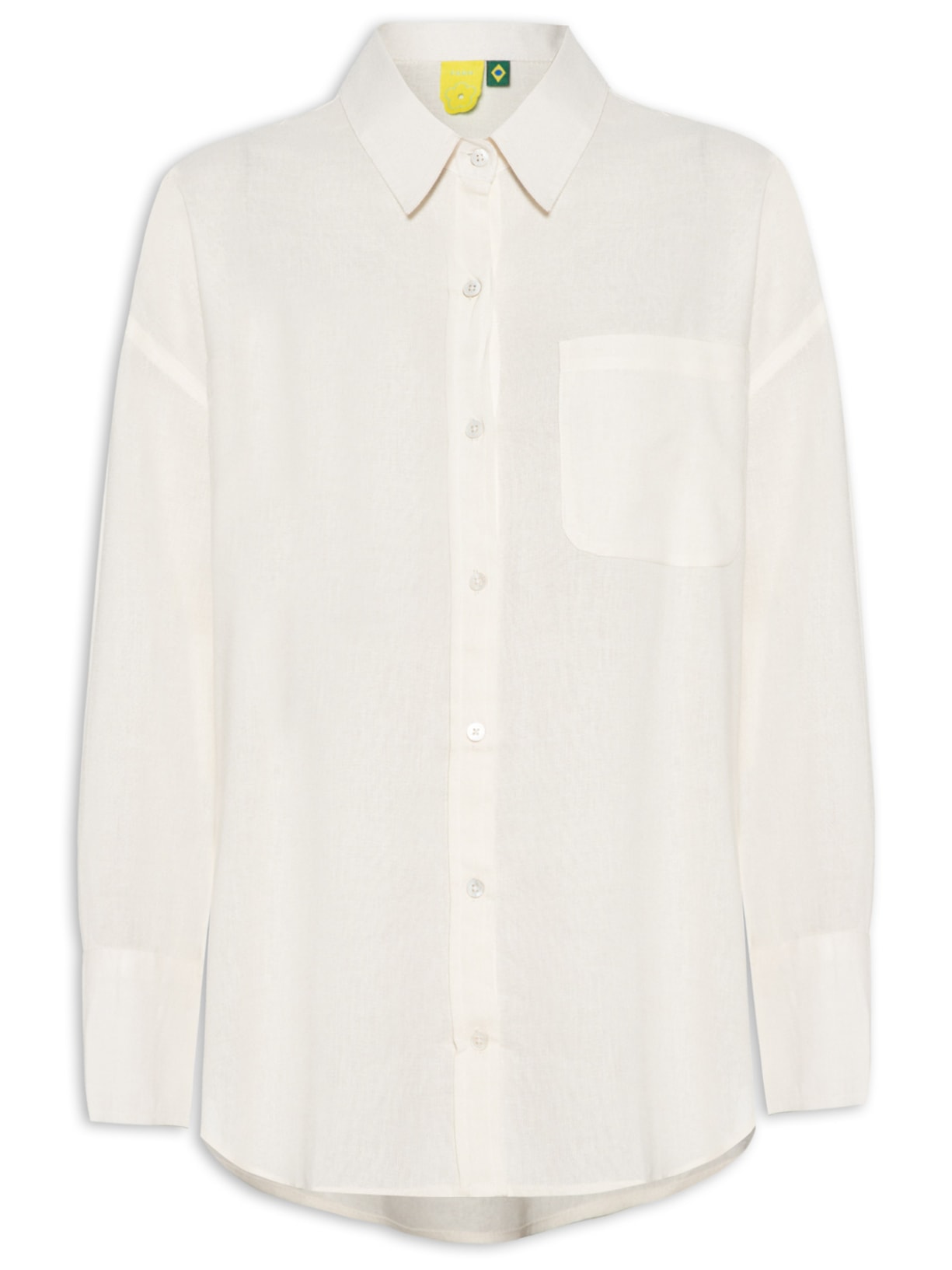 Camisa Feminina Bolso Longa - Branco
