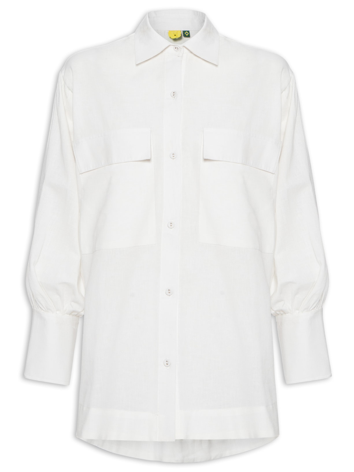 Camisa Feminina Bolso Manga Longa - Branco