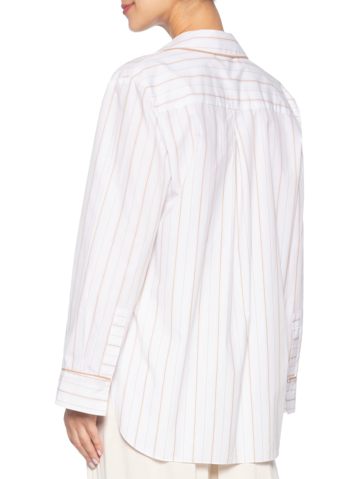 Camisa Feminina Bordada Listra Mostarda Branco Animale