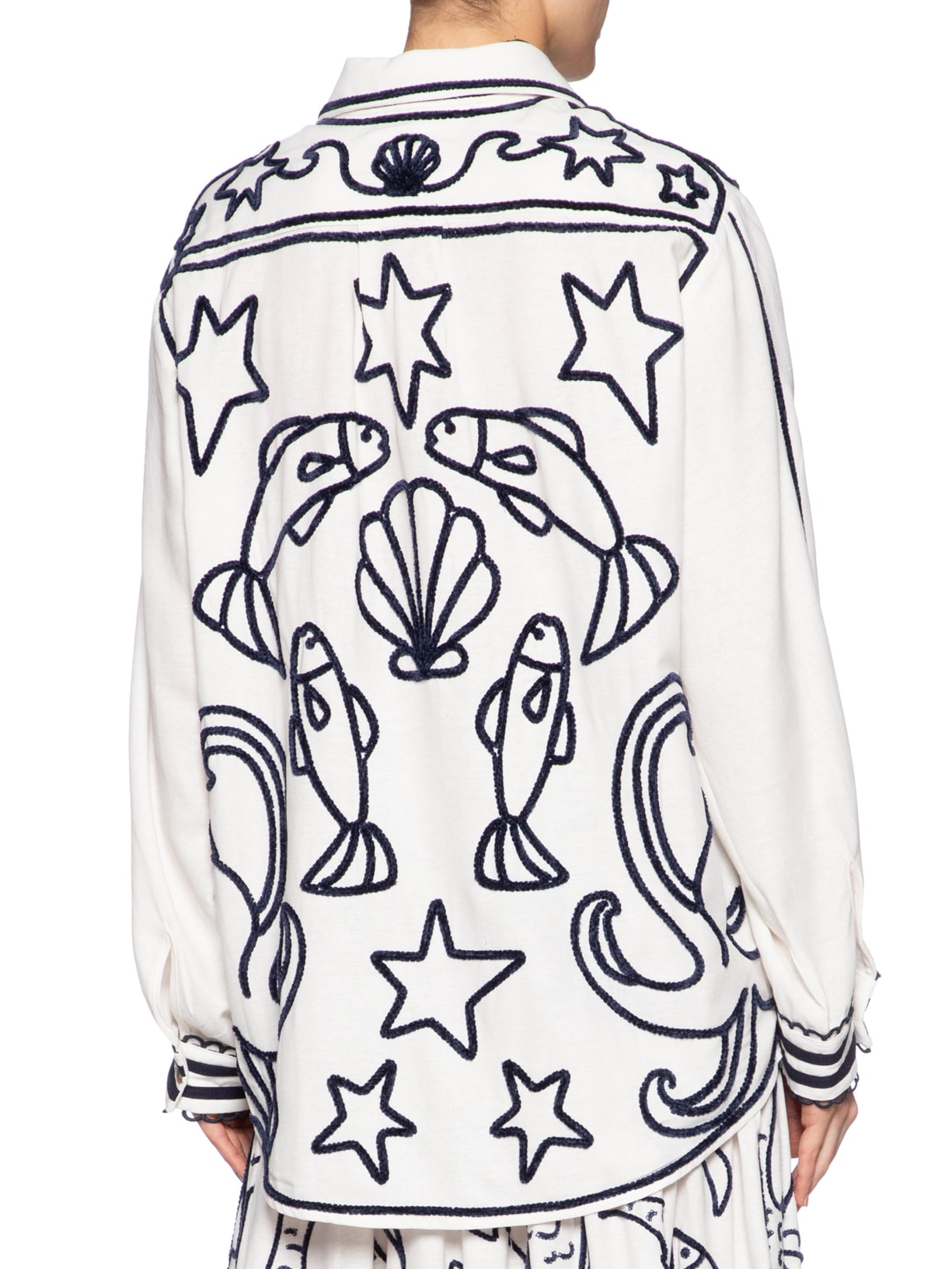 Camisa Feminina Bordada Pescador Branco Farm