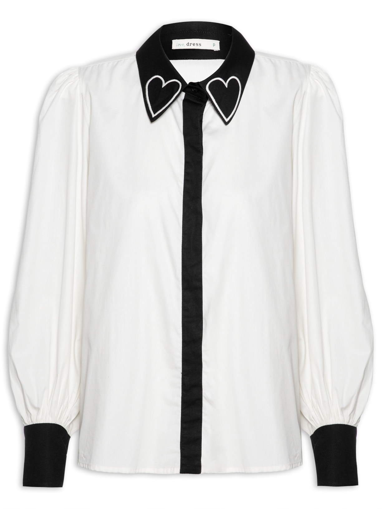 Camisa Feminina Bordado Coração - Off White