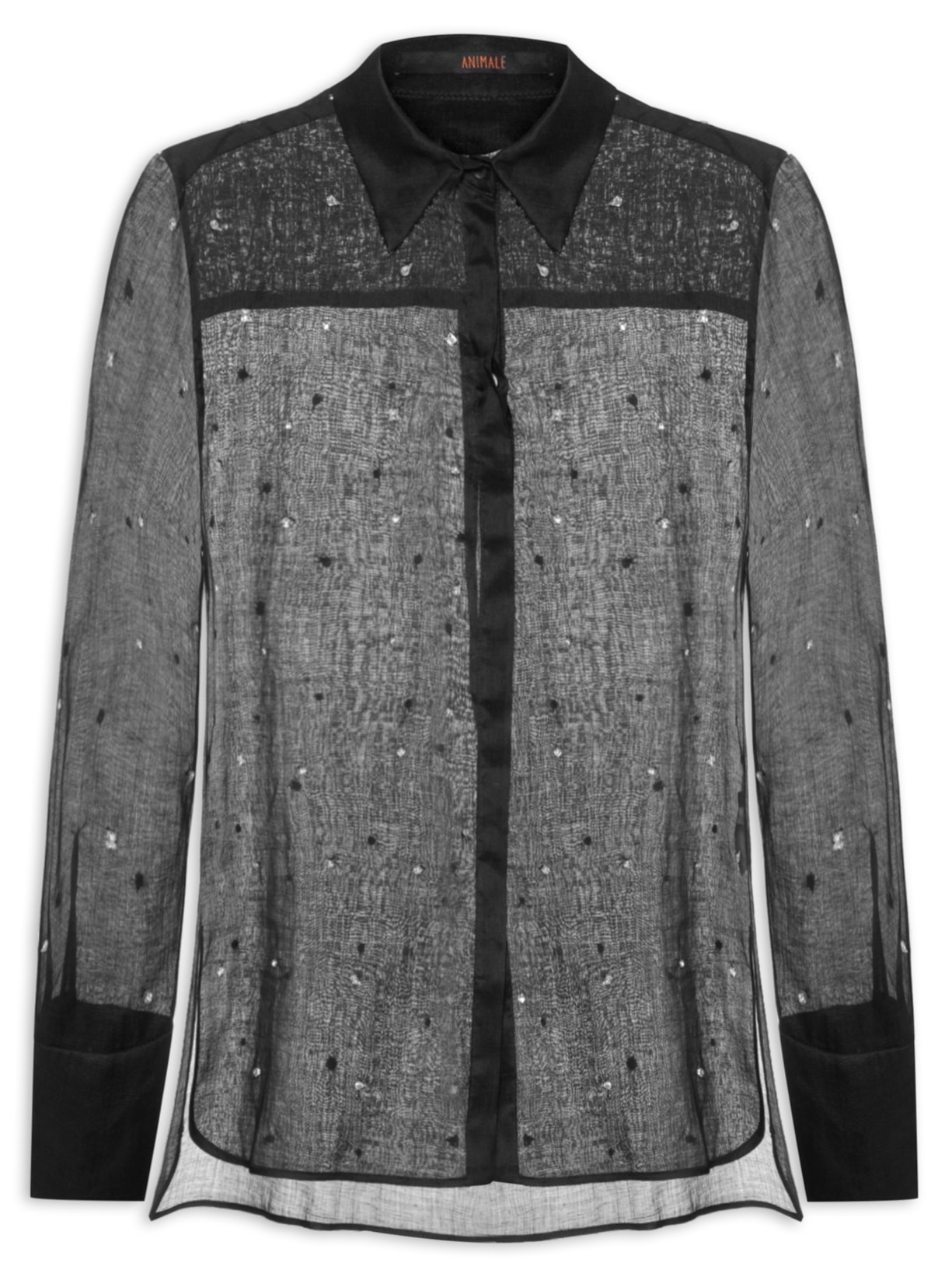 Camisa Feminina Bordado Estela - Preto