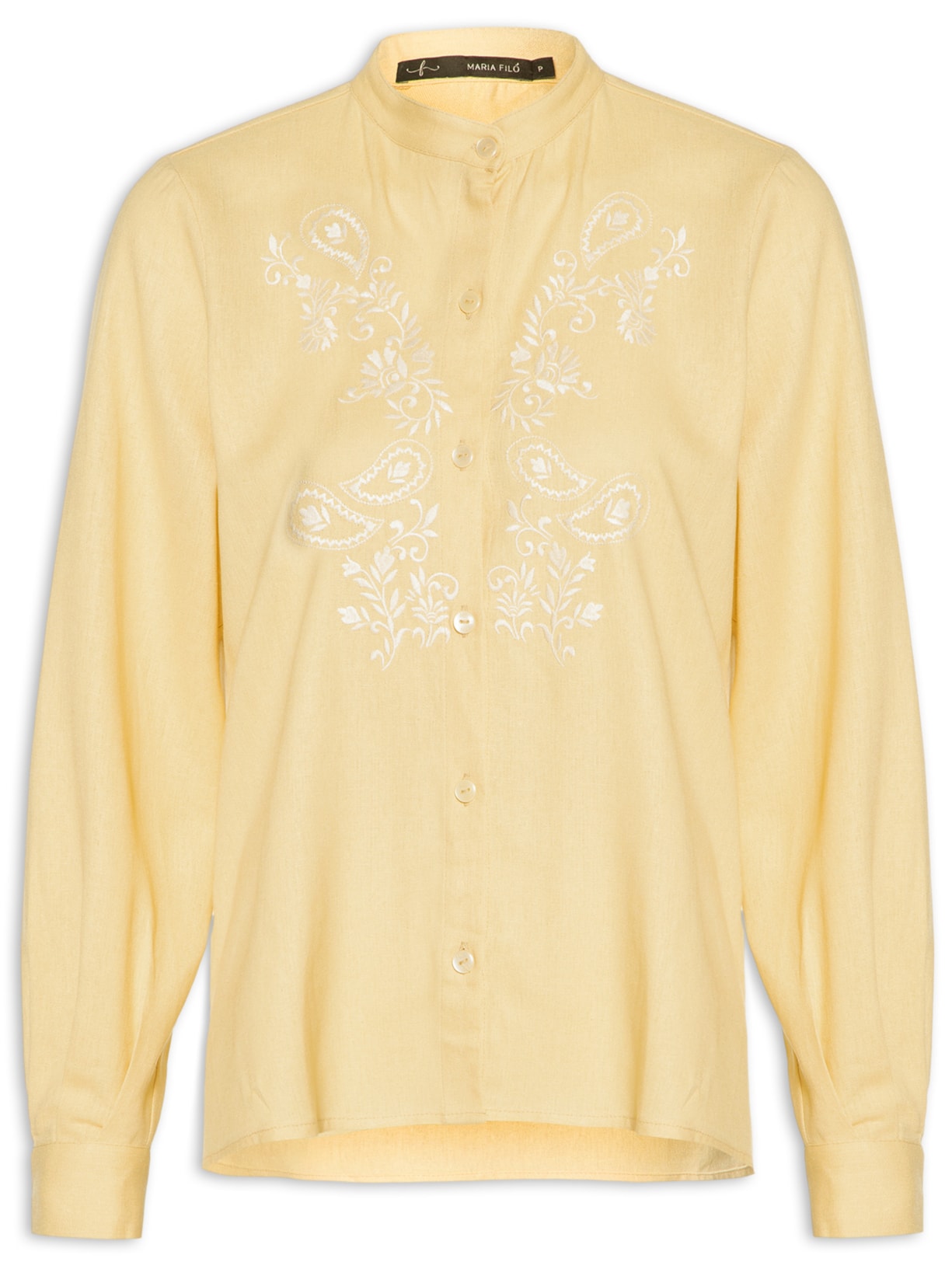 Camisa Feminina Bordado Paisley - Amarelo