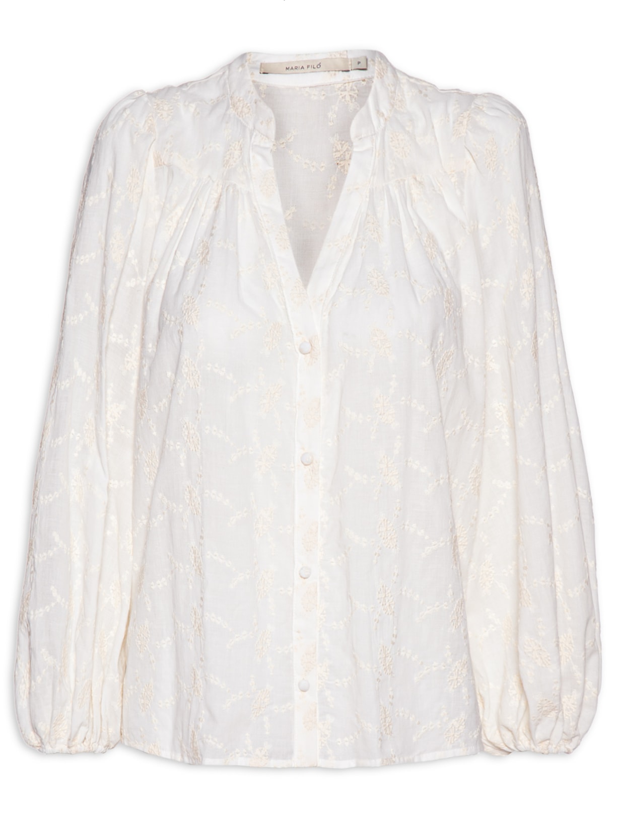 Camisa Feminina Bordado Primavera - Off White