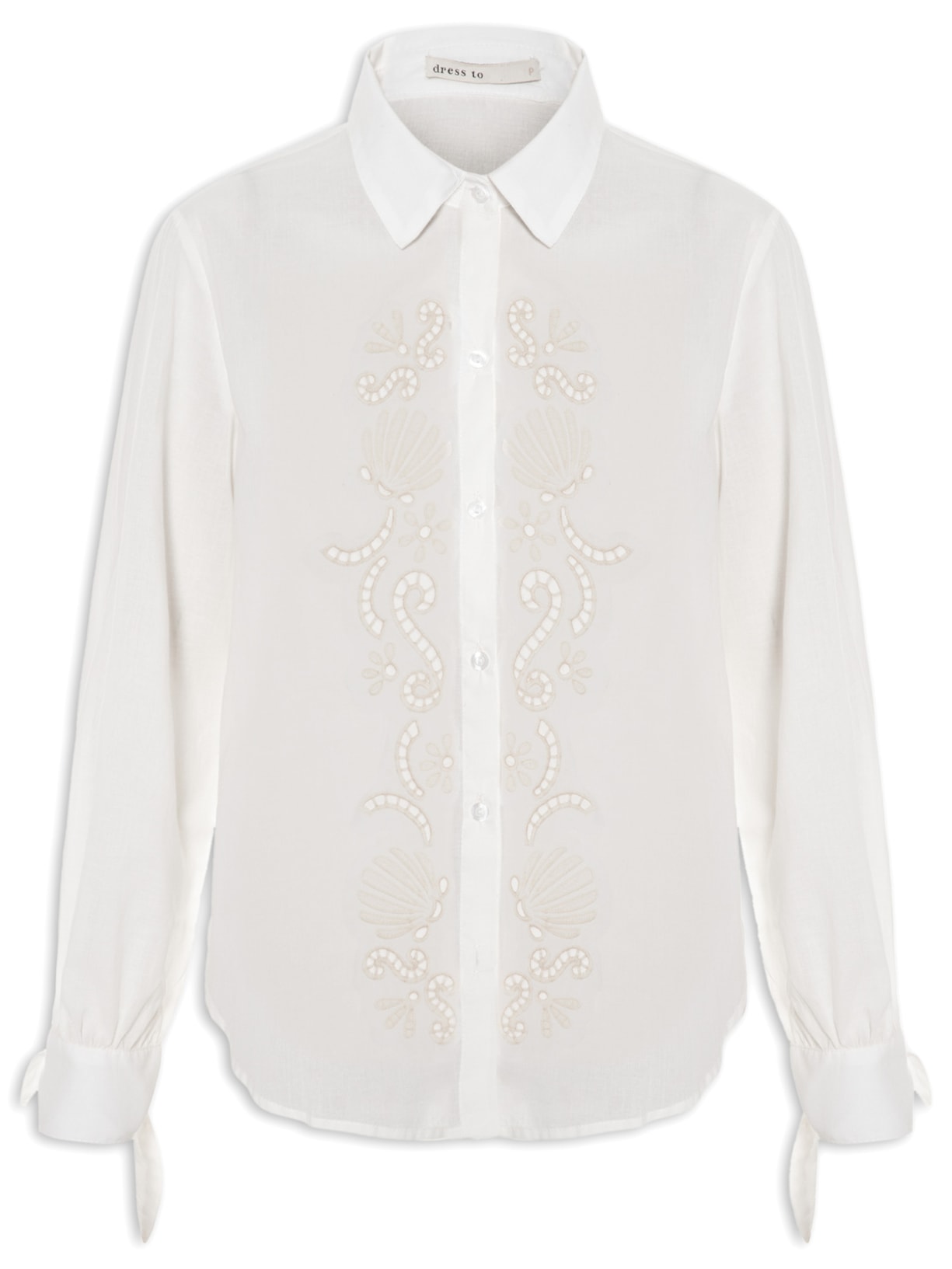 Camisa Feminina Bordado Rechilieu - Off White