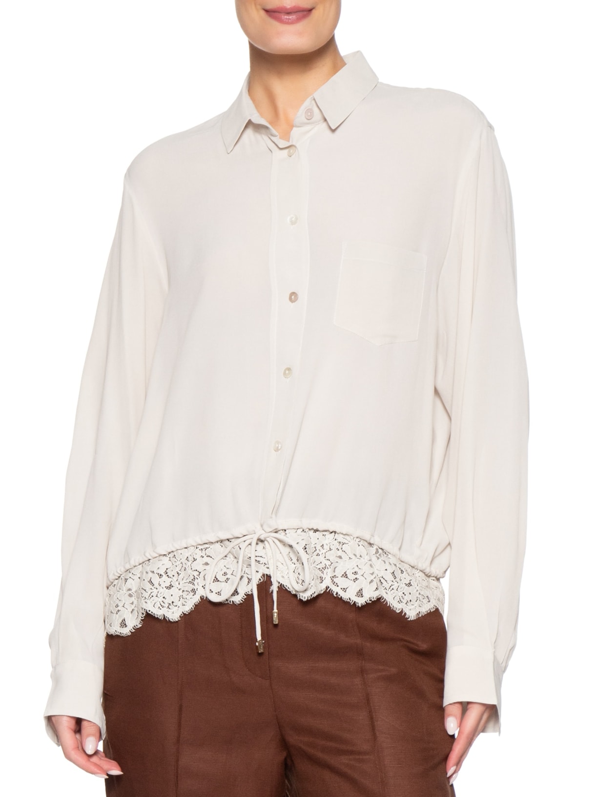 Camisa Feminina Bossa Pétala Bege Animale