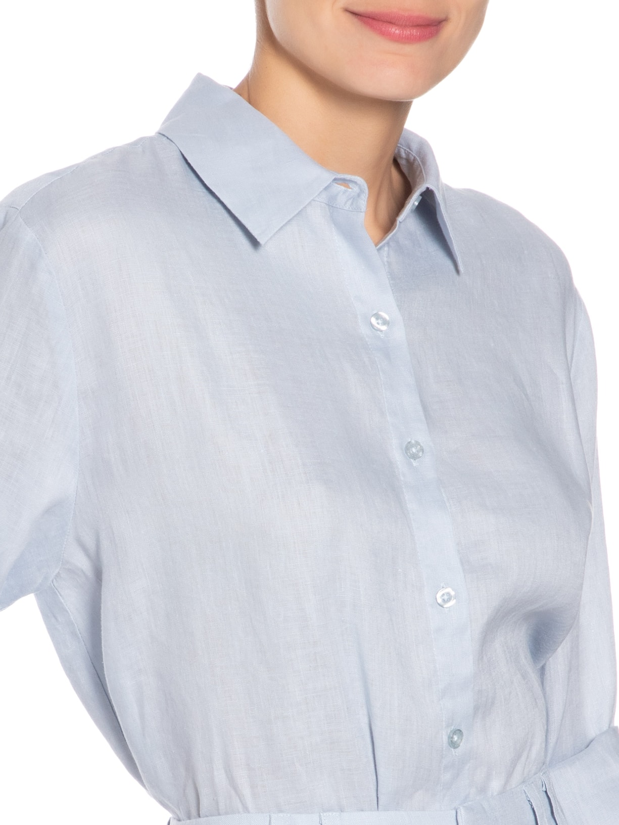 Camisa Feminina Botões Manga Longa Azul Maria Filó