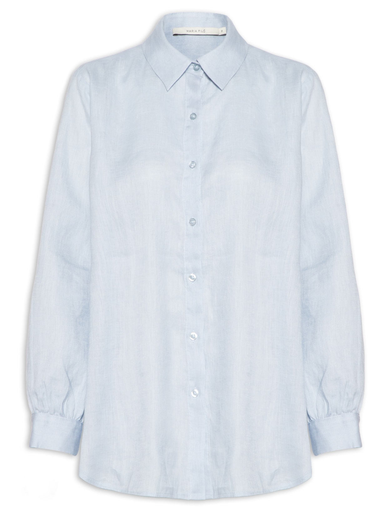 Camisa Feminina Botões Manga Longa Azul Maria Filó