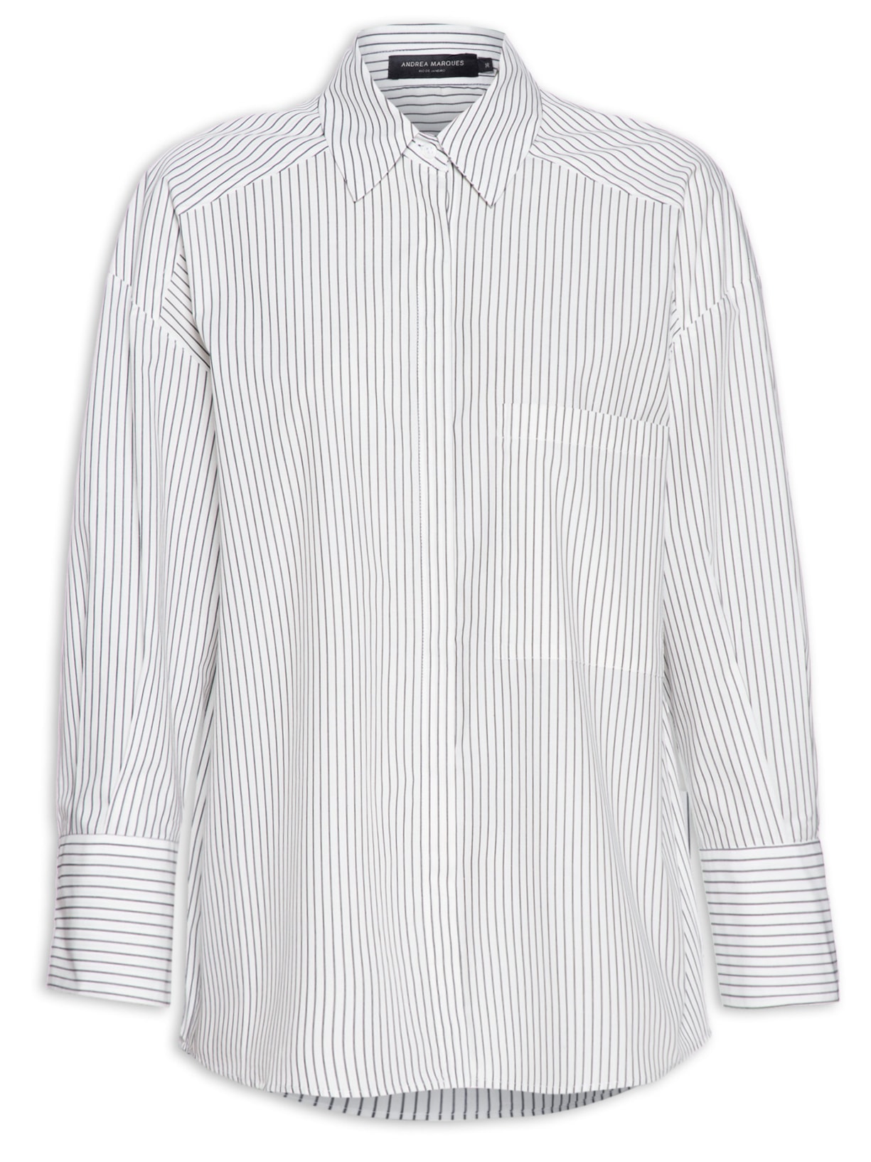 Camisa Feminina Box Bolso Deslocado - Branco