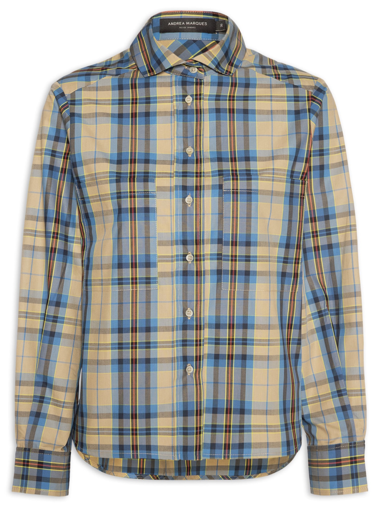 Camisa Feminina Box Gola Cut Bolsos - Bege