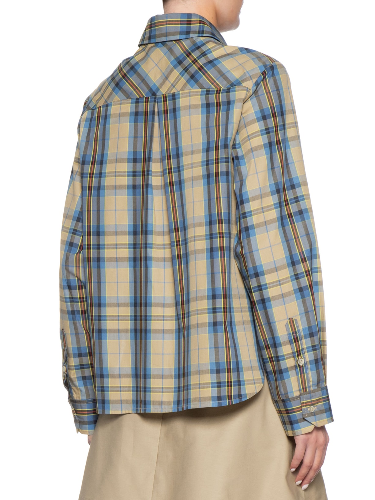 Camisa Feminina Box Gola Cut Bolsos Bege Andrea Marques
