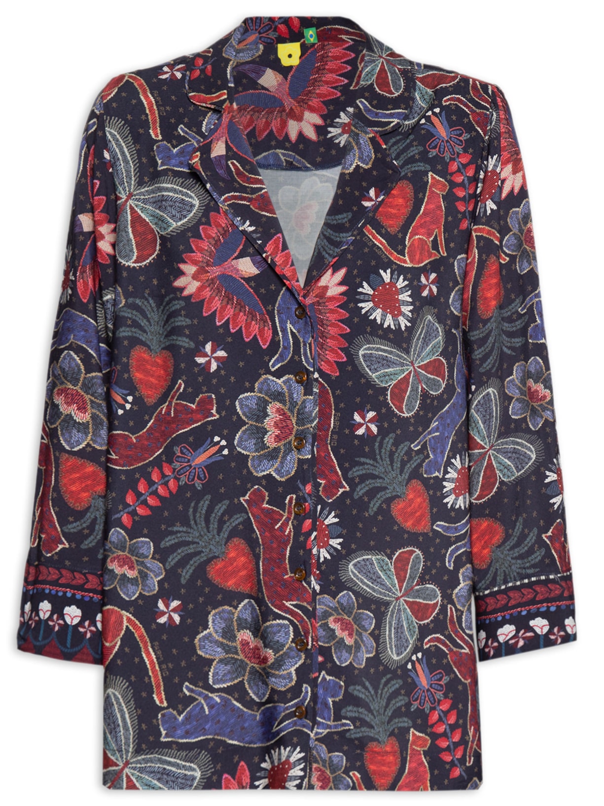 Camisa Feminina Brilho Tropical - Preto