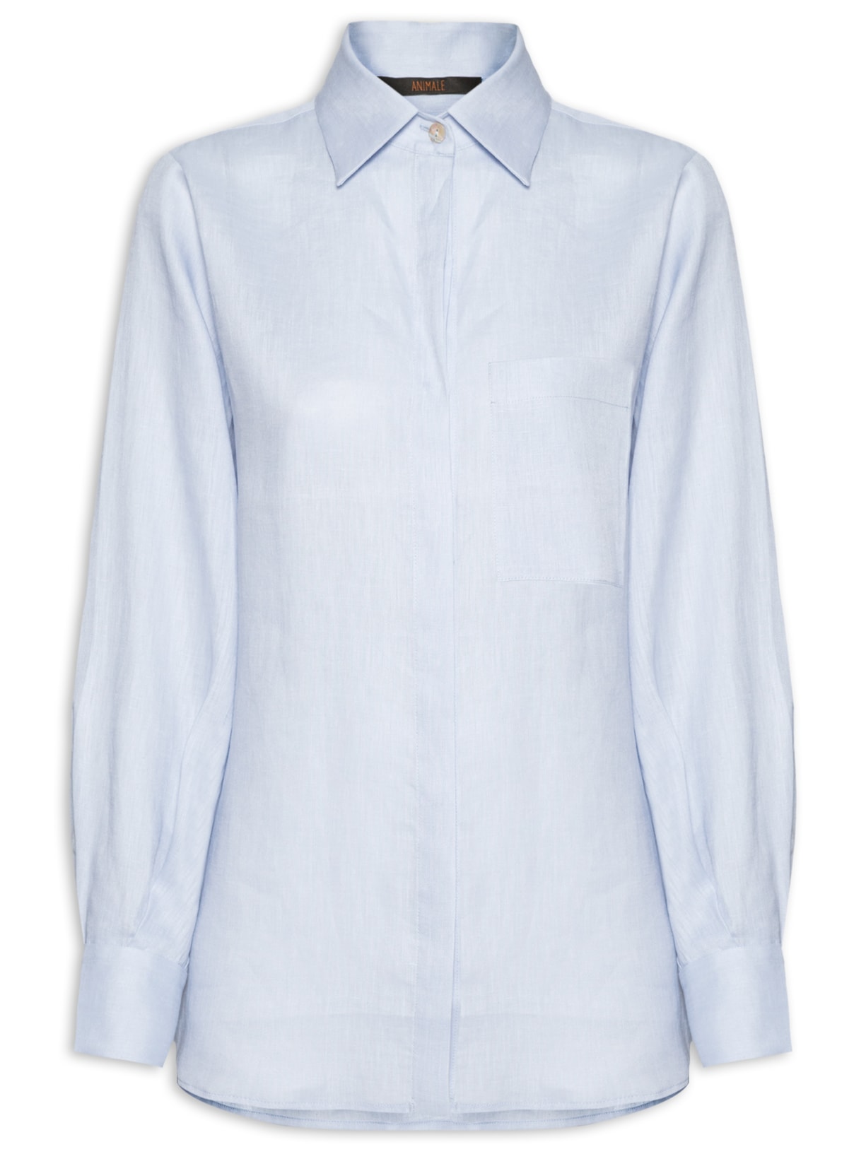 Camisa Feminina Cambraia De Linho Azul Animale
