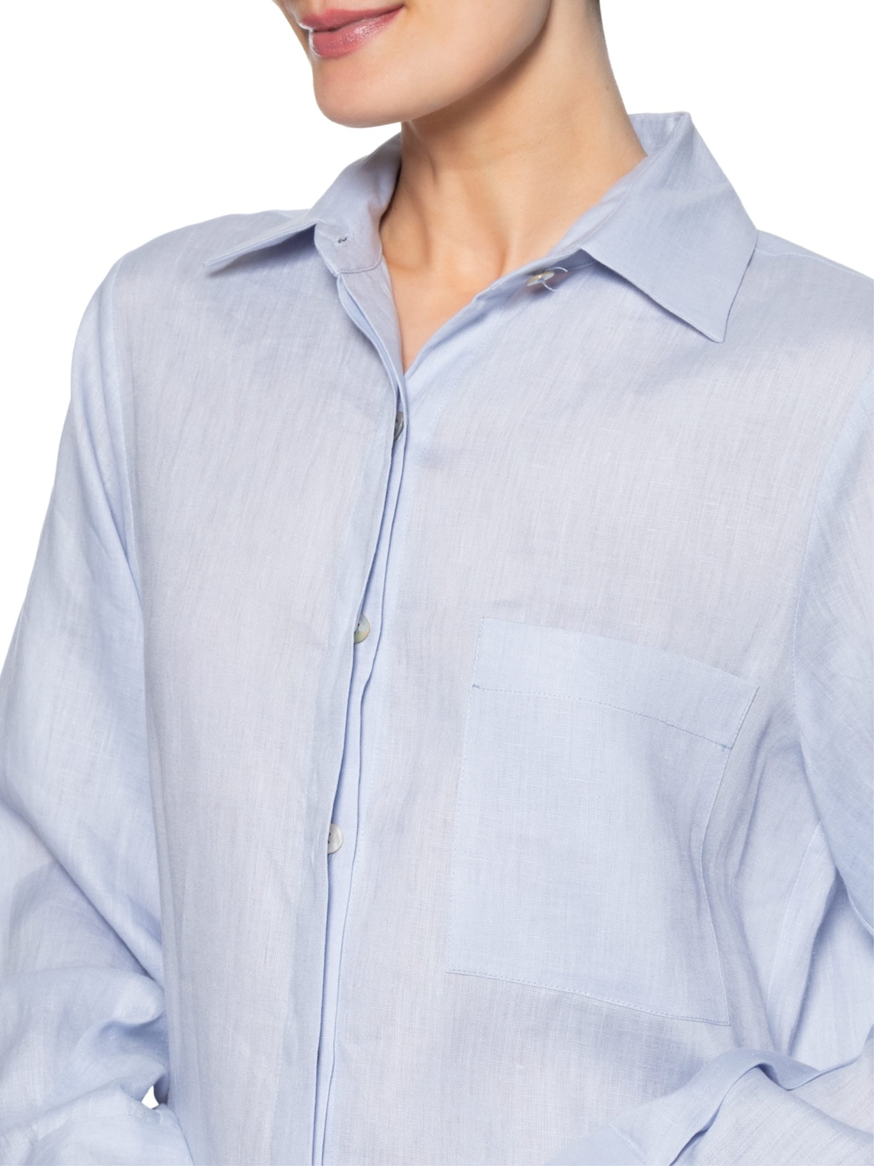 Camisa Feminina Cambraia De Linho Azul Animale