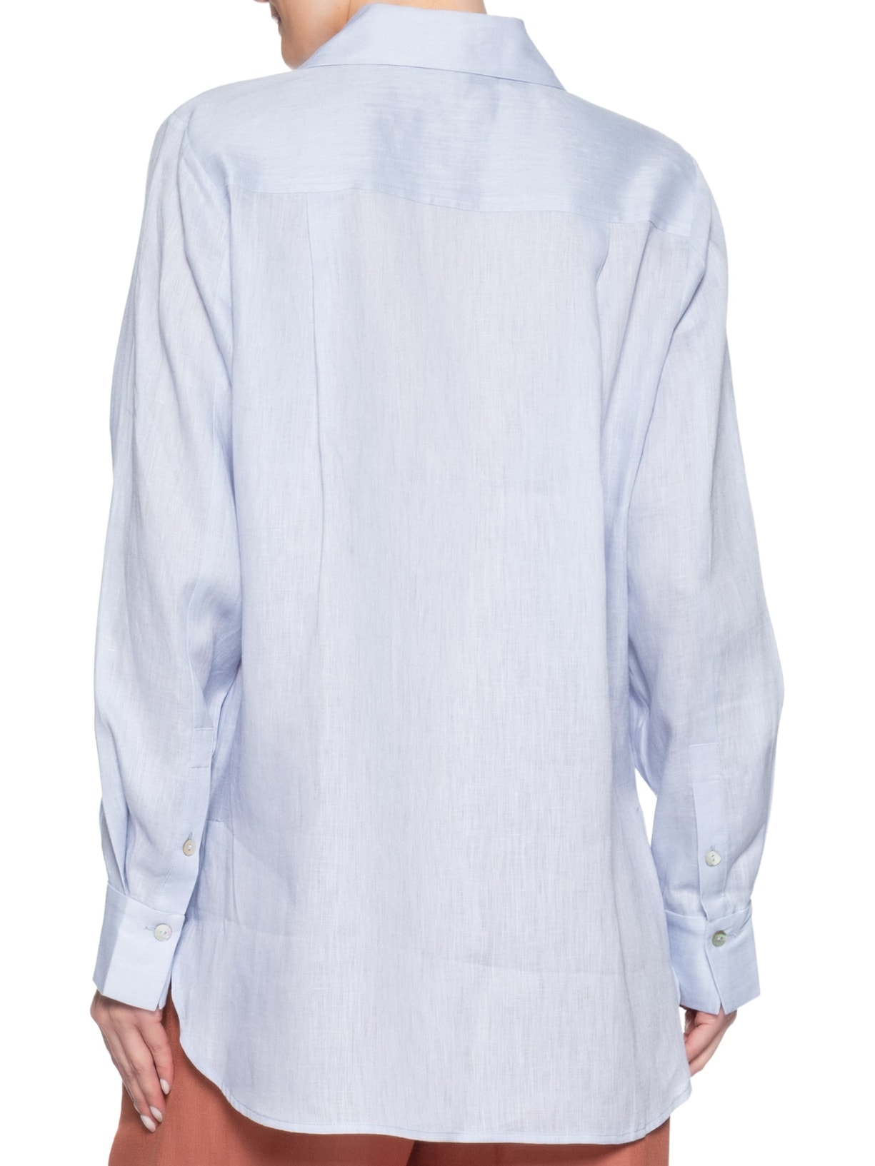 Camisa Feminina Cambraia De Linho Azul Animale